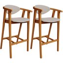 Ver imagem 1 de Kit 02 Banquetas Alta para Cozinha Bancada Bar Sala de Jantar Fixa Cecília L02 Linho Bege - Lyam