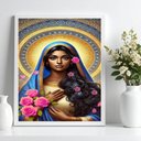 Ver imagem 2 de Quadro Santa Sara Kali - Flores Rosas 33x24cm - com Vidro:moldura Preta