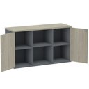 Ver imagem 3 de Armário Baixo Credenza PE25 Pandin 121,50 cm (largura) em MDP Cor Nogueira CasaBlanca e Grafito