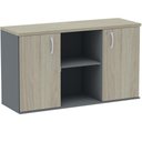 Ver imagem 1 de Armário Baixo Credenza PE25 Pandin 121,50 cm (largura) em MDP Cor Nogueira CasaBlanca e Grafito