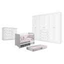 Ver imagem 1 de Quarto de Bebê Americano 6 Portas Com berço Nacional Mel Branco Acetinado – Reller - Henn e