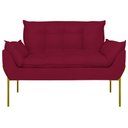 Ver imagem 5 de Sofá Namoradeira Base Metal Dourada Reforçada Tecido Suede Cor:marsala