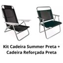 Ver imagem 2 de Kit Cadeira 6 Posições Summer Preta + Cadeira Reforçada Preta Mor