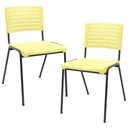 Ver imagem 1 de Kit 02 Cadeiras Empilhável Fixa Escritório Multiuso Base Preta Kimi P03 Amarelo - Lyam Decor