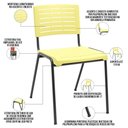 Ver imagem 3 de Kit 02 Cadeiras Empilhável Fixa Escritório Multiuso Base Preta Kimi P03 Amarelo - Lyam Decor