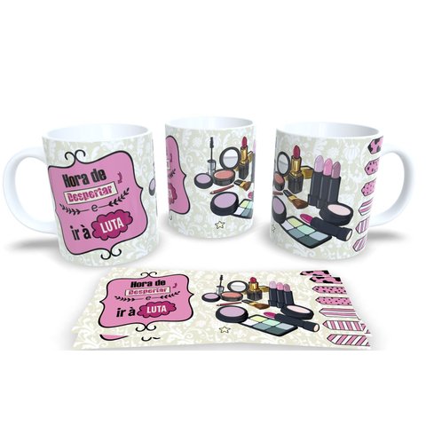 Caneca de Porcelana Branca Personalizada Profissões Maquiagem