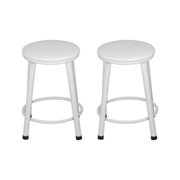 Kit 2 Banquetas Baixa Banco Cozinha Americana Balcão Bar Aço:branco/branco - 1