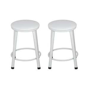 Kit 2 Banquetas Baixa Banco Cozinha Americana Balcão Bar Aço:branco/branco