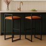 Kit 2 Banqueta Cozinha Balcão Alta Corino Bistro Bar Moderno:caramelo - 2