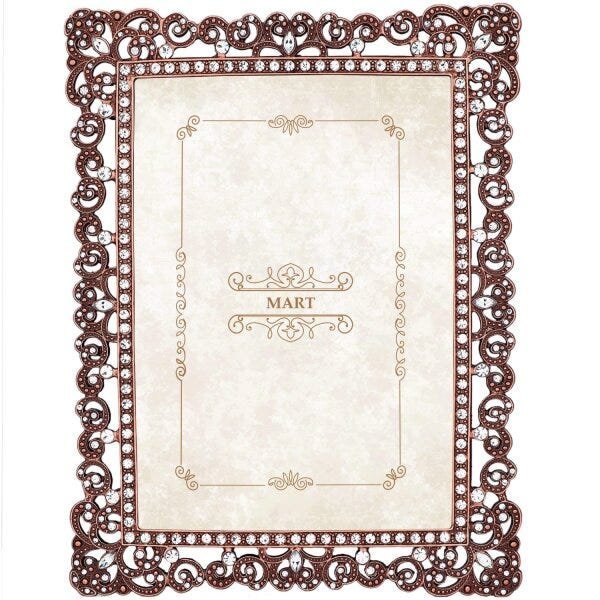Porta Retrato Retangular em Metal com Cristais Arabesco 10cmx15cm Mart Collection - 1