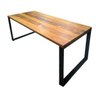 Mesa de Jantar Rustica em Madeira Maciça com Pés de Ferro Estilo Industrial 1,20m - 1