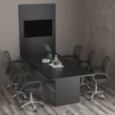 Ver imagem 1 de Kit com Mesa para Reunião 6 Lugares e Painel para TV até 37 Polegadas Preto