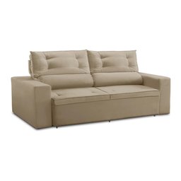 Sofá Retrátil e Reclinável 3 lugares com Molas 1,80m Lais Suede Bege Adonai Estofados - 4