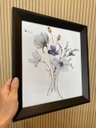 Ver imagem 5 de Duo de Quadros Floral Aquarela Azul 33x35cm Cozinha Lavabo Moldura Preta Vidro