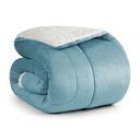 Ver imagem 2 de Edredom Esquimó Solteiro Dupla Face Sherpa - Azul Quartzo - 100% Poliéster