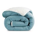 Ver imagem 1 de Edredom Esquimó Solteiro Dupla Face Sherpa - Azul Quartzo - 100% Poliéster