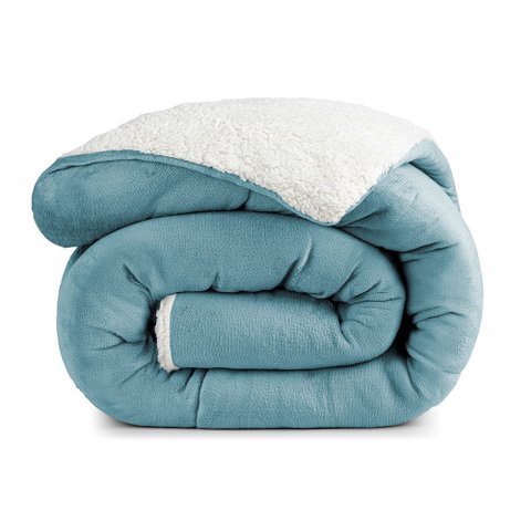 Edredom Esquimó Solteiro Dupla Face Sherpa - Azul Quartzo - 100% Poliéster