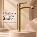 Ver imagem 3 de Torneira Lima Dourada Alta Aço Inox 304 Premium Luxo Goldenx