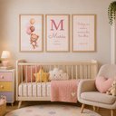 Ver imagem 1 de Kit Quadros Infantil com Nome - Ursinha Balões:20x30/Moldura Mel