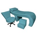 Ver imagem 1 de Kit Maca Estética Metalasse com Mocho e Escadinha Slk Decor Nina Azul Turquesa