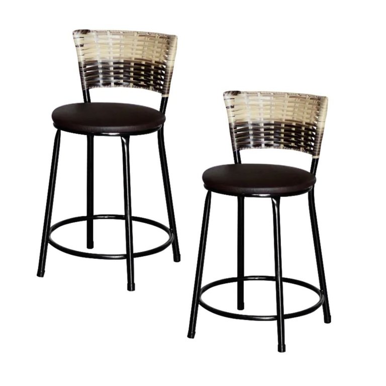 Jogo 2 Banqueta Baixa Ratan Hawai Preta Cappuccino Premium Jogo 2 Banqueta Baixa Ratan Hawai Preta Cappuccino Premium
