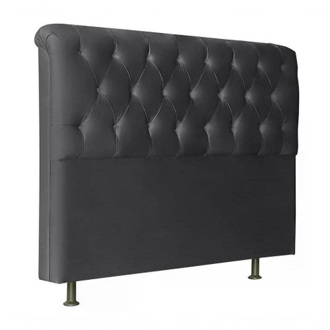 Cabeceira Solteiro 90cm Emilia Suede Preto Id Suede Preto