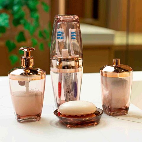 Kit Higiene Premium Rose de Plástico