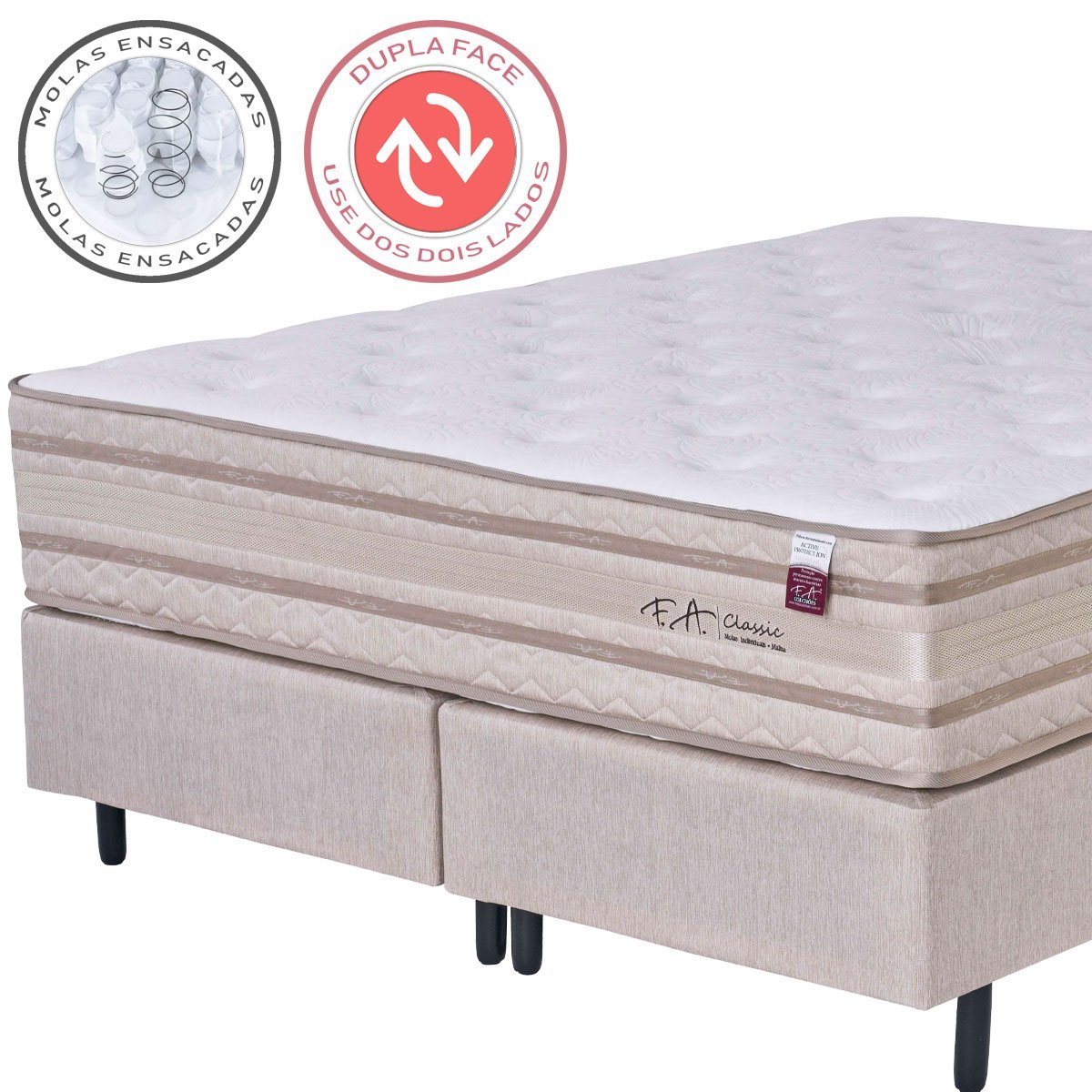 Cama Box Fa Classic Queen Fa Maringá 158x198x073, -  Bege, Tamanho: Queen - 4