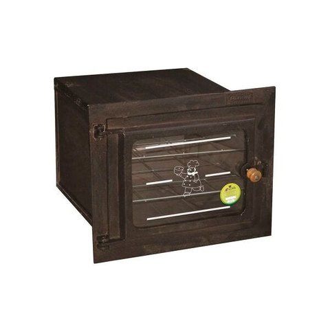 Forno Ferro Fogão a Lenha Pequeno Porta de Vidro 50x35x30cm