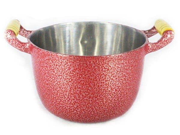 Caldeirão Alumínio Fundido Craqueado Alça De Madeira 18cm - Vermelho - 1