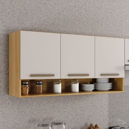 Armário Aéreo New 3 Portas Arte Móveis:cinamomo/off - 5