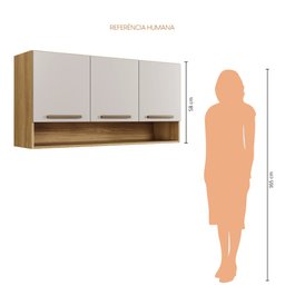 Armário Aéreo New 3 Portas Arte Móveis:cinamomo/off - 4