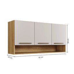 Armário Aéreo New 3 Portas Arte Móveis:cinamomo/off - 3