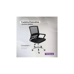 Cadeira de Escritório Trevalla Tl-cde-35-1 Ergonômica Preta com Estofado de Malha - 9
