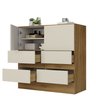 Cômoda Luna 2 Portas 4 Gavetas Nature/off White - Moville - 2