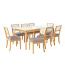 Ver imagem 1 de Conjunto para Sala de Jantar 8 Lugares Madeira Maciça com Mesa Tampo Vidro/MDF e 8 Cadeiras Teladas