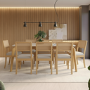 Ver imagem 2 de Conjunto para Sala de Jantar 8 Lugares Madeira Maciça com Mesa Tampo Vidro/MDF e 8 Cadeiras Teladas