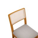 Ver imagem 6 de Conjunto Mesa de Jantar em Madeira Maciça com Vidro e 8 Cadeiras Estofadas com Telinha em Linho Petr