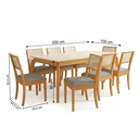 Ver imagem 3 de Conjunto Mesa de Jantar em Madeira Maciça com Vidro e 8 Cadeiras Estofadas com Telinha em Linho Petr