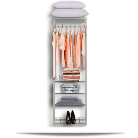 Cabideiro Arara Closet Casal Prateleira Aço Aramado - 0,70m - Branco
