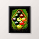 Ver imagem 1 de Quadro Decorativo Bolas De Sinuca 24x18cm - com vidro:Madeira preta