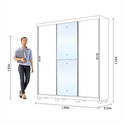 Guarda-Roupa Casal com Espelho 3 Portas 3 Gavetas Lara Slide Panan Móveis - 4 Guarda-Roupa Casal com Espelho 3 Portas 3 Gavetas Lara Slide Panan Móveis - 4