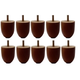 Kit 10 Pé 5cm Madeira Eucalipto Cor Castanho para Sofá, Comada, Rack, Puff, Armário, Cama Box Bau - 1