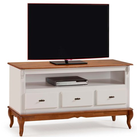 Rack para TV até 60 Polegadas 150 cm 3 Gavetas Pés Luis Xv em Madeira + Nicho
