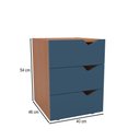 Ver imagem 4 de Mesa de Cabeceira Porto 3 Gavetas Azul/freijó - Politorno