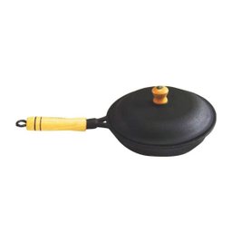 Frigideira De Ferro Fundido Com Tampa - Largura 23,5cm - 1