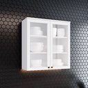 Ver imagem 1 de Armário Aéreo 80cm com Vidro 2 Portas Americana Henn - Branco Hp Fosco