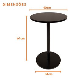 Conjunto de Mesinhas Redondas Laterais Preta para Decorar Apoiar em Salas Quartos Hall Consultórios - 3