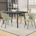 Ver imagem 2 de Kit 6 Cadeiras Sala de Jantar Estofada Gavi L02 Bouclê Oliva - Lyam Decor