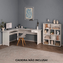 Ver imagem 2 de Mesa Escrivaninha 1 Gaveta e Estante 10 Nichos Branco Arly